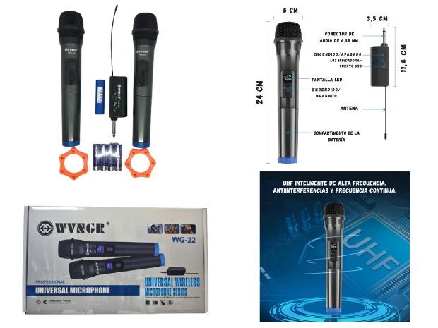 &uu MICROFONO PC SIMPLE WIRELESS UHF WG-22